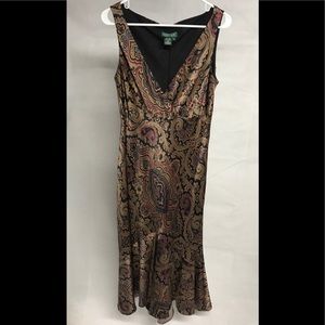 Ralph Lauren Brown Silk Faux Wrap Gown 10